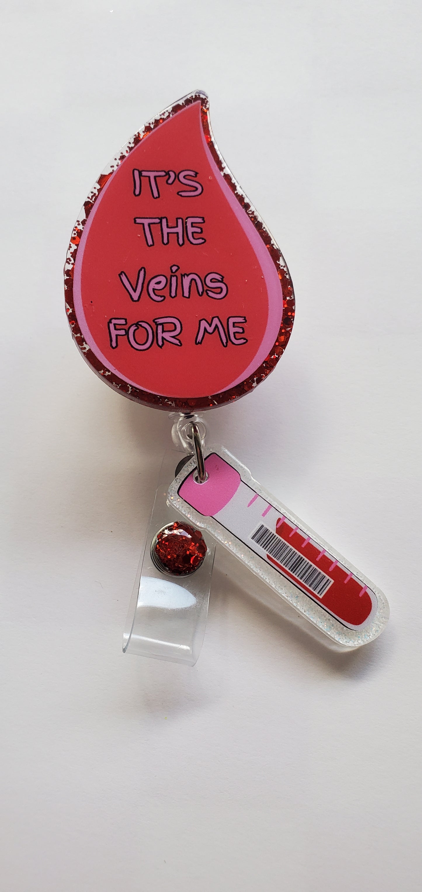 It's the Veins for Me Badge Reel with charm
