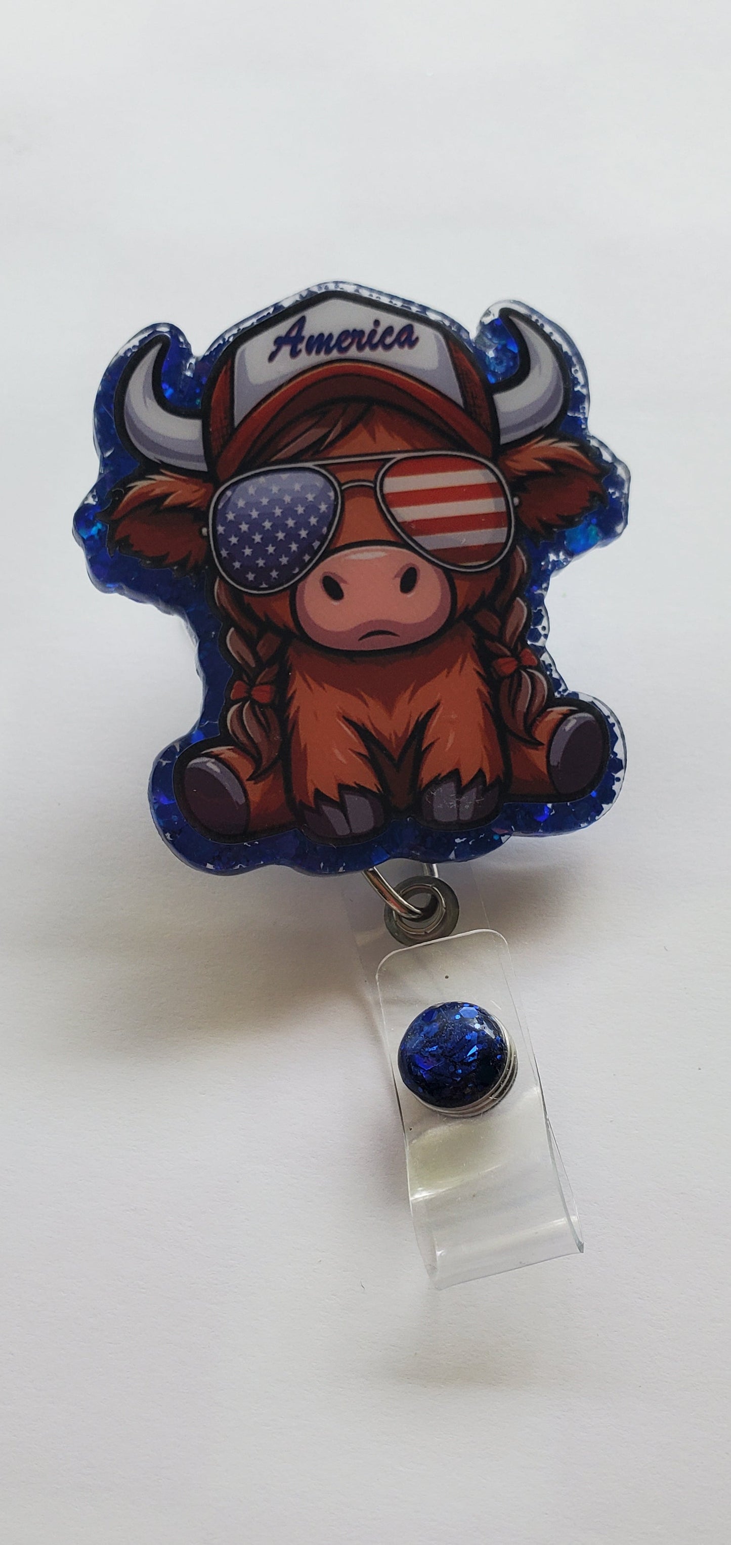 America Highland Cow Badge Reel