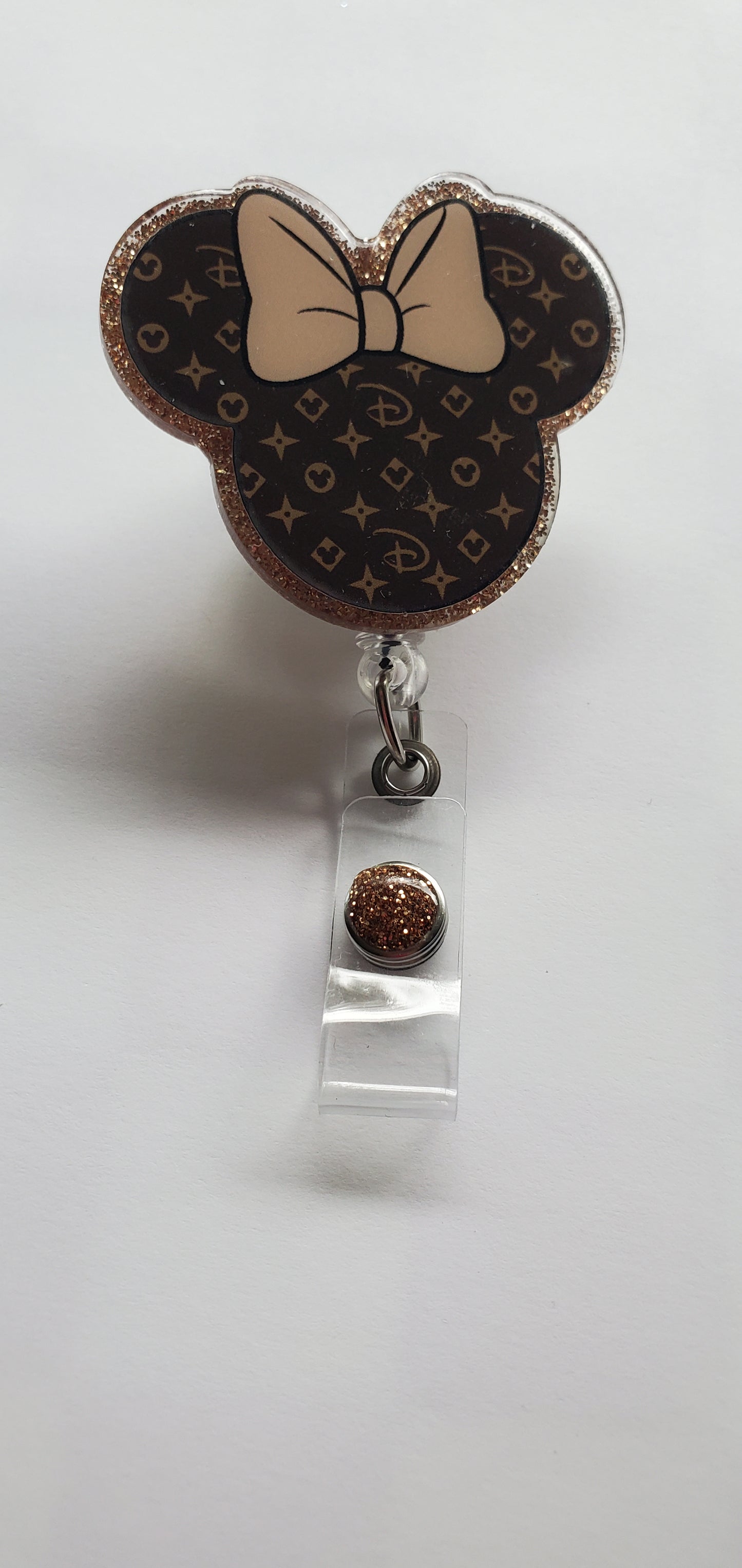 Designer Mouse with Bow Badge Reel