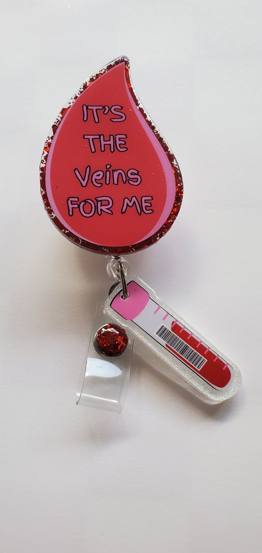 It's the Veins for Me Badge Reel with charm