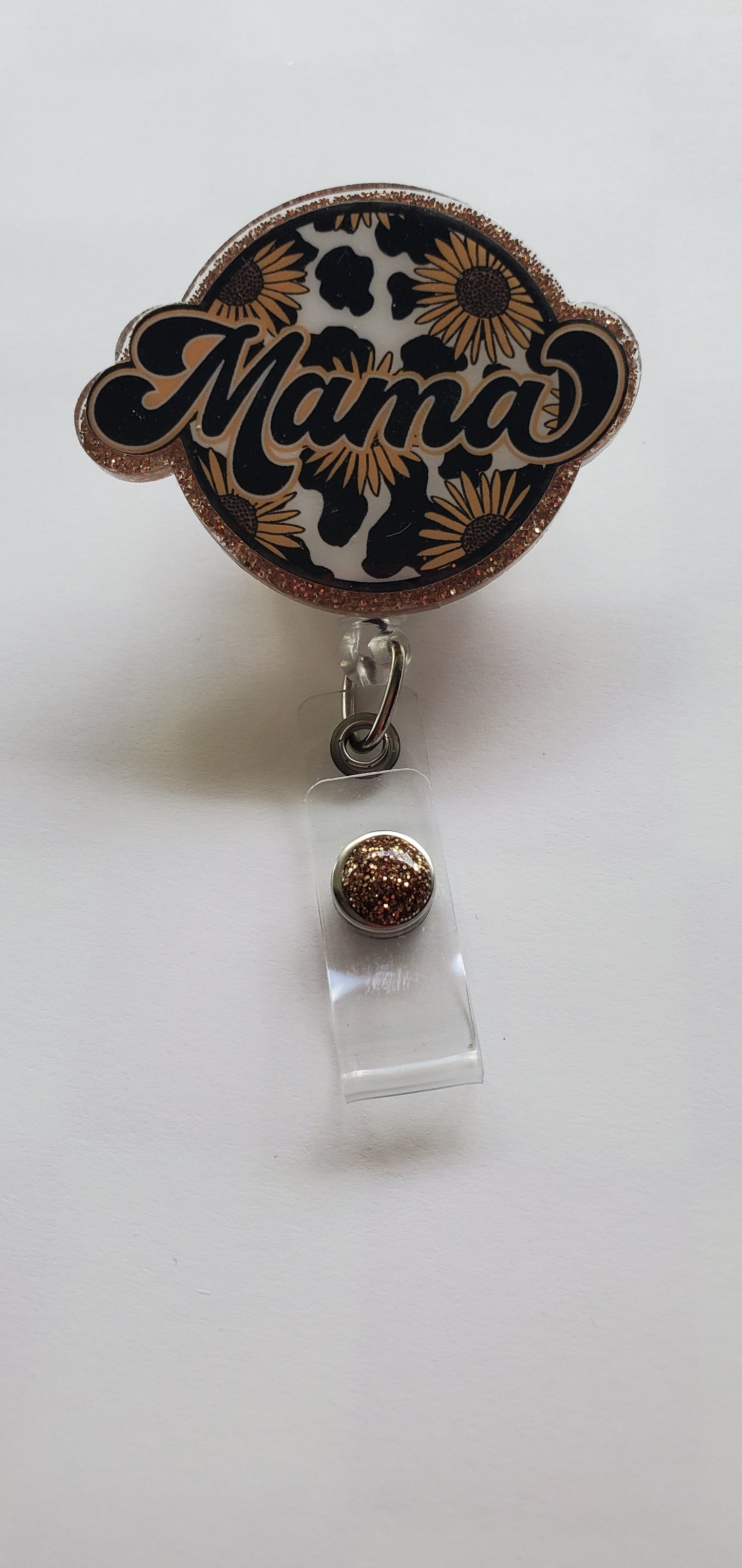 Sunflowers and Cow Print Mama Badge Reel
